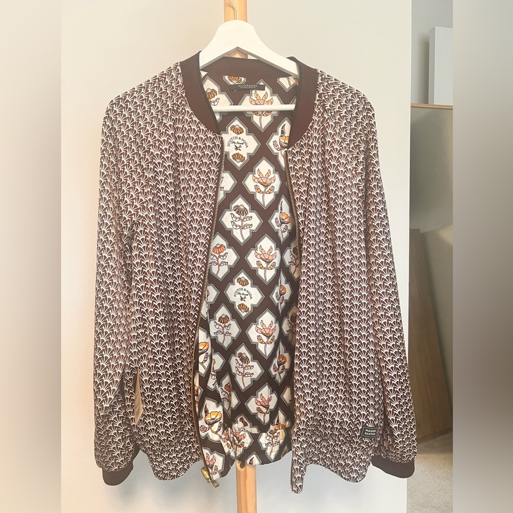 Scotch Soda Burgundy Floral Patterned Reversible Women's Bomber Jacket NWOT XL - Picture 7 of 14